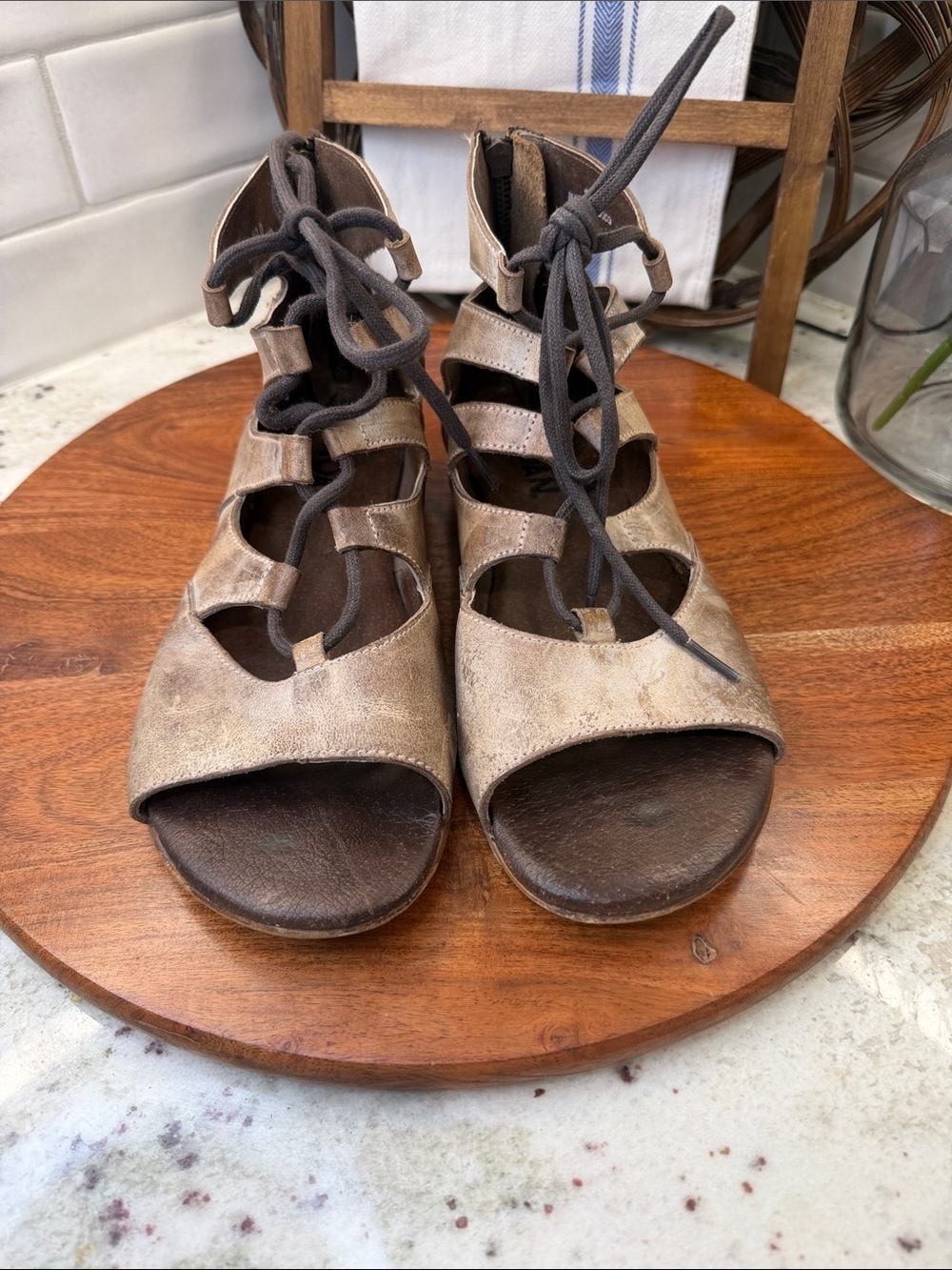 Roan by Bed Stu Winnie distressed leather lace-up gladiator sandals